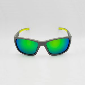 Sport γκρι γυαλιά ηλίου με κίτρινες λεπτομέρειες, πολωτικούς φακούς και καθρέφτη turquoiuse