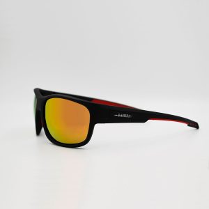 Sport γυαλιά ηλίου σε μαύρο χρώμα με κόκκινες λεπτομέρειες και fume πολωτικούς φακούς με fire καθρέφτη