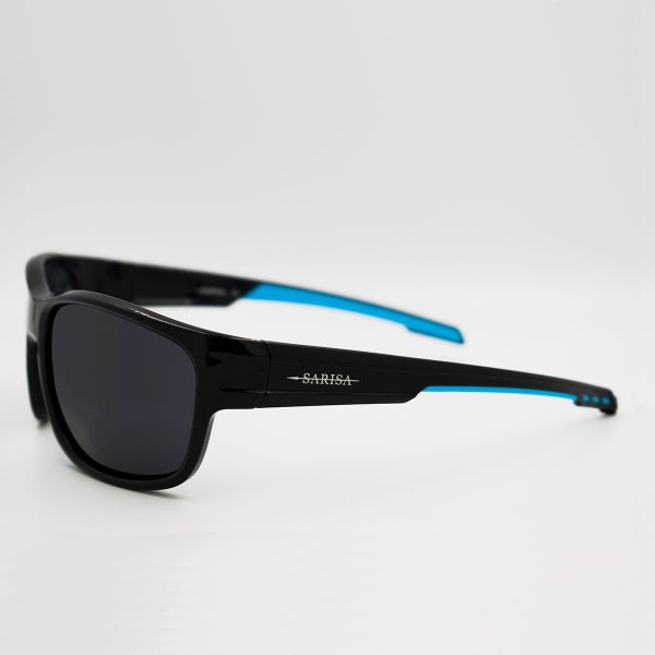 Sport μαύρα γυαλιά ηλίου με μπλε λεπτομέρειες και fume πολωτικούς φακούς